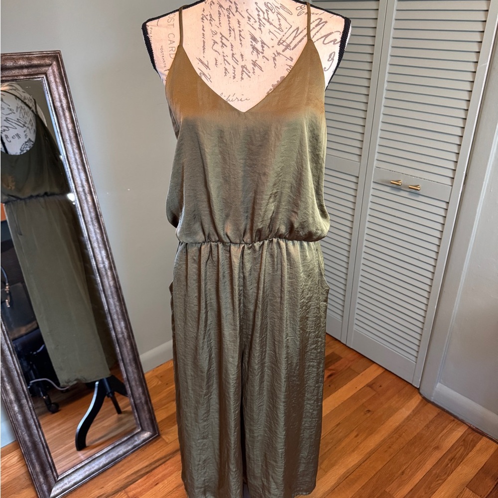 Xhilaration Olive Green satin Jumpsuit